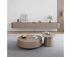 TV Meubel Zwevend 200 x 30 x 20 cm Bruin - Wandmeubel met 2 Lades, 2 Klepvakken en Hoekopbergvakken - Hangend TV Kastje voor TV's tot 85 Inch - Modern Lowboard - Mobili Bella