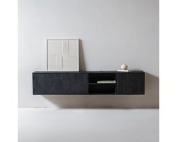 Tv-meubel Zwevend - Zwart - 200cm - 3-deurs - Tv-meubel Zen - Giga Meubel