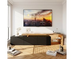 TV-Meubels, TV-Meubels met LED-TV, TV-Tafels, Kasten met Drie Deuren en Dubbellaagse Glazen Planken Zijn Geschikt voor Slaapkamers, Studeerkamers en Zelfs Appartementen of Hotelkamers