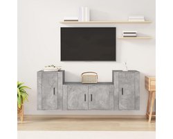 Tv-meubelset - Wandmeubel Set - Woonkamer Inrichten - Grote Opbergruimte - 3-delig - Grijs Beton
