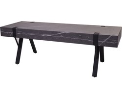 TV rek MCW-L54, TV tafel lowboard TV tafel, metaal 42x120x40cm ~ marmer look grijs