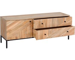 TV-rek MCW-L95, TV-standaard TV-tafel lowboard TV-meubel ladekast, massief mangohout 56x145x43cm MVG, naturel