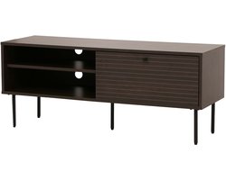 TV-rek MCW-N78, laag TV-meubel, Scandinavische stijl metaal hout melamine MVG 50x120x40cm ~ donkerbruin