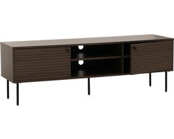 TV-rek MCW-N78, laag TV-meubel, Scandinavische stijl metaal hout melamine MVG 50x150x40cm ~ donkerbruin