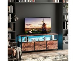 TV-Standaard, LED TV-Standaard, TV-Standaard Opbergruimte, 3 Stoffen Lades, Geïntegreerde Opbergoplossingen, Geoptimaliseerde Kijkervaring Verbeterde Esthetiek (Tijgerstrepen, 108cm)