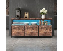 TV-Standaard, LED TV-Standaard, TV-Standaard Opbergruimte, 3 Stoffen Lades, Geïntegreerde Opbergoplossingen, Geoptimaliseerde Kijkervaring Verbeterde Esthetiek (Tijgerstrepen, 137cm)