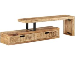 Tv-standaard Massief Hout - Tv-meubel Lage Kast - Woonkamer Meubel - Antiek Design - 112 x 40 cm