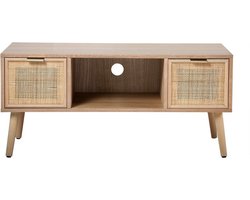 Tv standaard met 2 lades en rotan voorkant 100x42x45cm