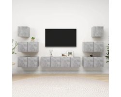 TV-standaard set - TV meubelset - Woonkamer inrichten - 8-delig ontwerp - 92 x 54 x 26 cm - Grijs cement