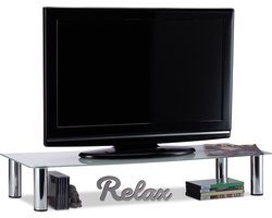 tv tafel - glas - modern - 17 x 100 x 35 cm - metalen poten - monitorstandaard