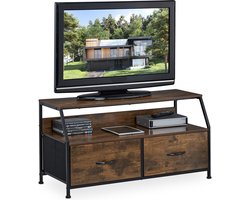 tv tafel - industrieel - met opbergruimte - 2 lades - 48,5 x 93 x 41,5 cm - bruin-zwart