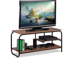 tv tafel - industrieel - met opbergruimte - 43x90x35 cm - houtlook - metaal