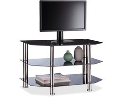 tv tafel - met opbergruimte - 3 etages - rvs - rubberen voetjes - 49 x 80 x 45 cm