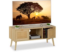 tv tafel - poten - tot 43 inch - kabeldoorvoer - tv meubel - 100 cm - hout look