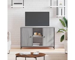 Tv-wandkast - Opbergkast Media - Woonkamer Inrichting - Industrieel Design - 100x35x65cm - Grijs Sonoma