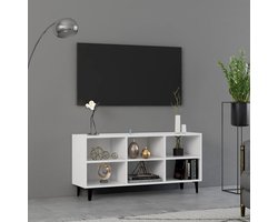 TV Wandmeubel - Opbergkast Media - Woonkamer Inrichting - Industrieel Design Metalen - 103.5x30x50 cm - Wit
