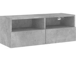 Tv-wandmeubel | Televisiekast | Tv-kast | Mediameubel 80x30x30 cm bewerkt hout betongrijs