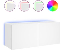 Tv-wandmeubel | Televisiekast | Tv-kast | Mediameubel met LED-verlichting 100x35x41 cm wit