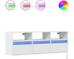 Tv-wandmeubel | Televisiekast | Tv-kast | Mediameubel met LED-verlichting 130x31x45 cm wit