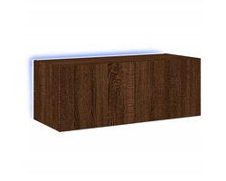 Tv-wandmeubel | Televisiekast | Tv-kast | Mediameubel met LED-verlichting 80x35x31 cm bruin eikenkleur