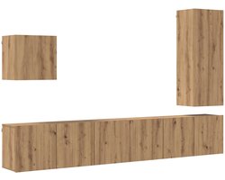 Tv-wandmeubel | TV-kast | Televisiekast Wandgemonteerd 5 pcs Artisan Eiken Bewerkt hout