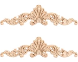 Twee houten ornamenten voor meubels, houtsnijwerk toepassingen en decoratieve accenten voor deuren en kasten