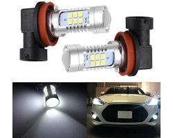 Twee LED-mistlampen, H8/H11/H16-connectoren, 6000K wit licht, 200W, 21*2835 SMD-oppervlaktemontage.