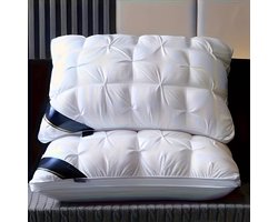 Twee oversized luxe hotelkussens, ontworpen voor nekondersteuning, die een ontspannende slaapervaring bieden, 48X74CM. Ze zijn zacht, comfortabel en zijn vocht absorberend en ademend, geschikt voor de slaapkamer, woonkamer,