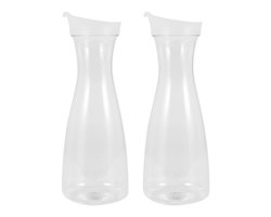 Twee plastic waterflessen van 1 liter Geschikt voor witte klapdeksels - Geschikt voor contact Geschikt voor voedsel.