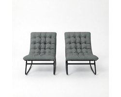 Twee schommelstoelen set - dikke polyestervezel schuim mat - ademende - grijs