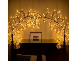 Twee sets LED-lamp in de vorm van een wilgentak - kerstverlichting - lichtsnoer -Decoratieve lamp met 144 LED-parels - 8 knipperstanden - Decoratieve binnenverlichting - LED-armaturen