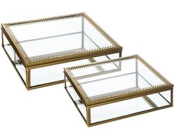 Twee sieradendoosjes, transparant en glazen bakjes voor kleine spulletjes, stijlvolle decoratie voor je huis.