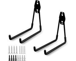 Twee stalen ophanghaken voor in de garage, geschikt voor antislipcoating, hoog draagvermogen, geschikt voor het ophangen van ladders/fietsen/tuingereedschap/touwen.