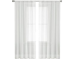 Twee transparante voile gordijnen - semi-transparante raampanelen - witte, doorzichtige gordijnen - lichtgewicht en zacht - 100 x 130 cm - elegante en eenvoudige keukengordijnen - geschikt voor badkamer, slaapkamer en woonkamer.