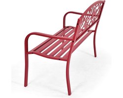 Twee-zits tuinbank met armleuningen - metalen tuinbank voor binnen en buiten (rood)