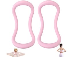 Tweedelig set - Yoga ring - Rekring - Fitness rek- en ontspanningsring - Rekring - Fitnessring - Fitness weerstandsring - Pilatesring - Roze - 21.5*11.5 cm - Geschikt voor benen, kuiten en pilatestraining - Ideaal voor thuisworkouts