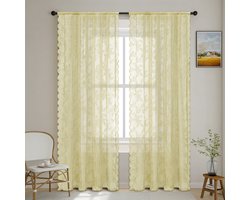 Tweedelig transparant gordijn - Woondecoratie - 100 x 250 cm - Beige