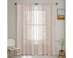Tweedelig transparant gordijn - Woondecoratie - 100 x 250 cm - Lichtroze