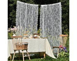 Tweedelig transparant gordijn - Woondecoratie - 100 x 250 cm - Wit