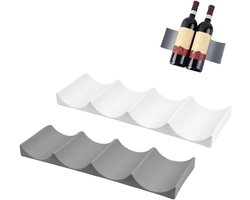 Tweedelig wijnrek Geschikt voor de koelkast, flessenrek, wijnrek Geschikt voor flessen in de koelkast, wijnflessenhouder, plastic wijnrek, biedt plaats aan maximaal 10 flessen wijn, Geschikt voor keukenkasten en koelkasten.