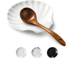 Tweedelig wit rek voor potdeksels en lepelrek