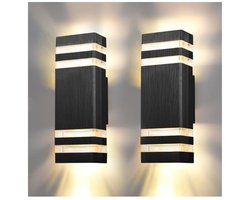 Tweedelige LED-buitenwandlamp, IP65 waterdichte buitenwandlamp, moderne antraciete wandlamp, aluminium moderne verlichting, Geschikt voor tuin, balkon, entree