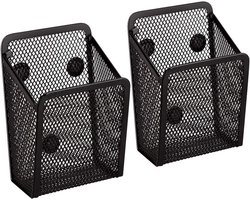 Tweedelige magnetische pennenhouder set – opbergmand van gaas met sterke magneten, geschikt voor koelkastorganizer, keukenorganizer, bureau-organizer, kastaccessoire – zwart