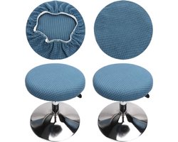 Tweedelige ronde krukhoezenset (blauw), ronde barkrukhoes, wasbaar, gemakkelijk te onderhouden, zacht en duurzaam, geschikt voor krukken met een hoogte van 30-40 cm.
