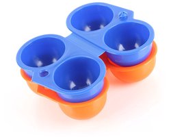 Tweedelige set - Eierbewaardoos - Plastic eierorganizer - Draagbare plastic doos - Eierdoos - Blauw, Oranje