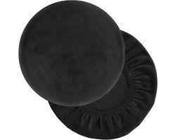 Tweedelige stoffen accessoire set voor kantoor-/vergadermeubilair, ronde barkrukhoes - ultrazachte, wasbare, elastische krukhoes, zwart.