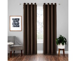 Tweedelige verduisteringsgordijnenset voor de woonkamer - 140 x 240 cm (koffiekleur)