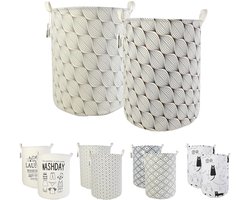 Tweedelige wasmand - groot formaat - opvouwbaar - katoen en linnen - 1 stuk