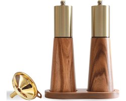 Tweedelige zout- en pepermolenset - zoutmolen - pepermolen hout - kruidenmolen - keukenkruidenpotjes - hout - natuurlijke houtkleur