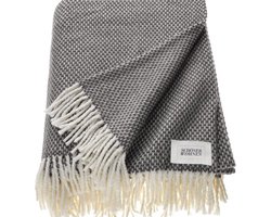 Tweekleurige Geweven Deken met Franjes - Donkergrijs - 140x200 cm - Zachte Katoen & Polyacryl Mix - Slaap Je Beter